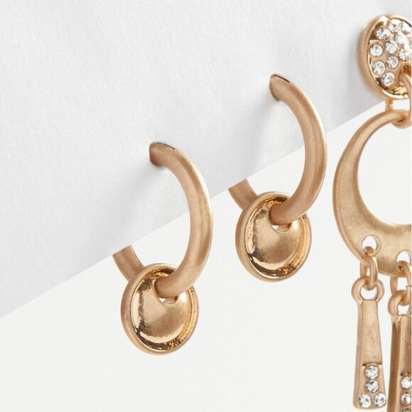 TORRID Pave Delicate Hoop Set Gold Earrings NEW - Picture 2 of 3